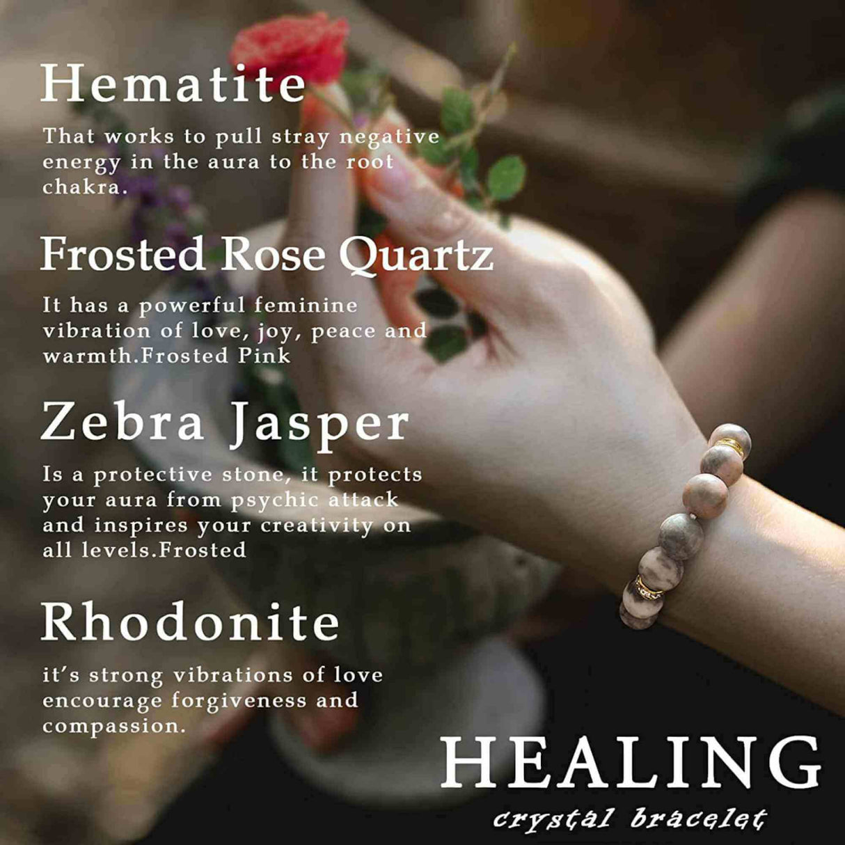 Bratara elastica cu pietre semipretioase zebra stone roz de 10 si 5 mm cu margele aurii si strasuri