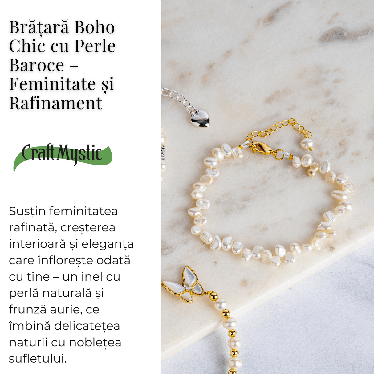 Bratara boho chic cu perle baroce – Feminitate si rafinament