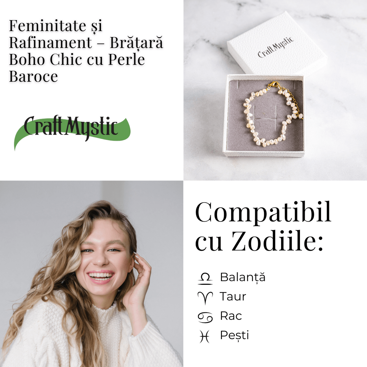 Bratara boho chic cu perle baroce – Feminitate si rafinament