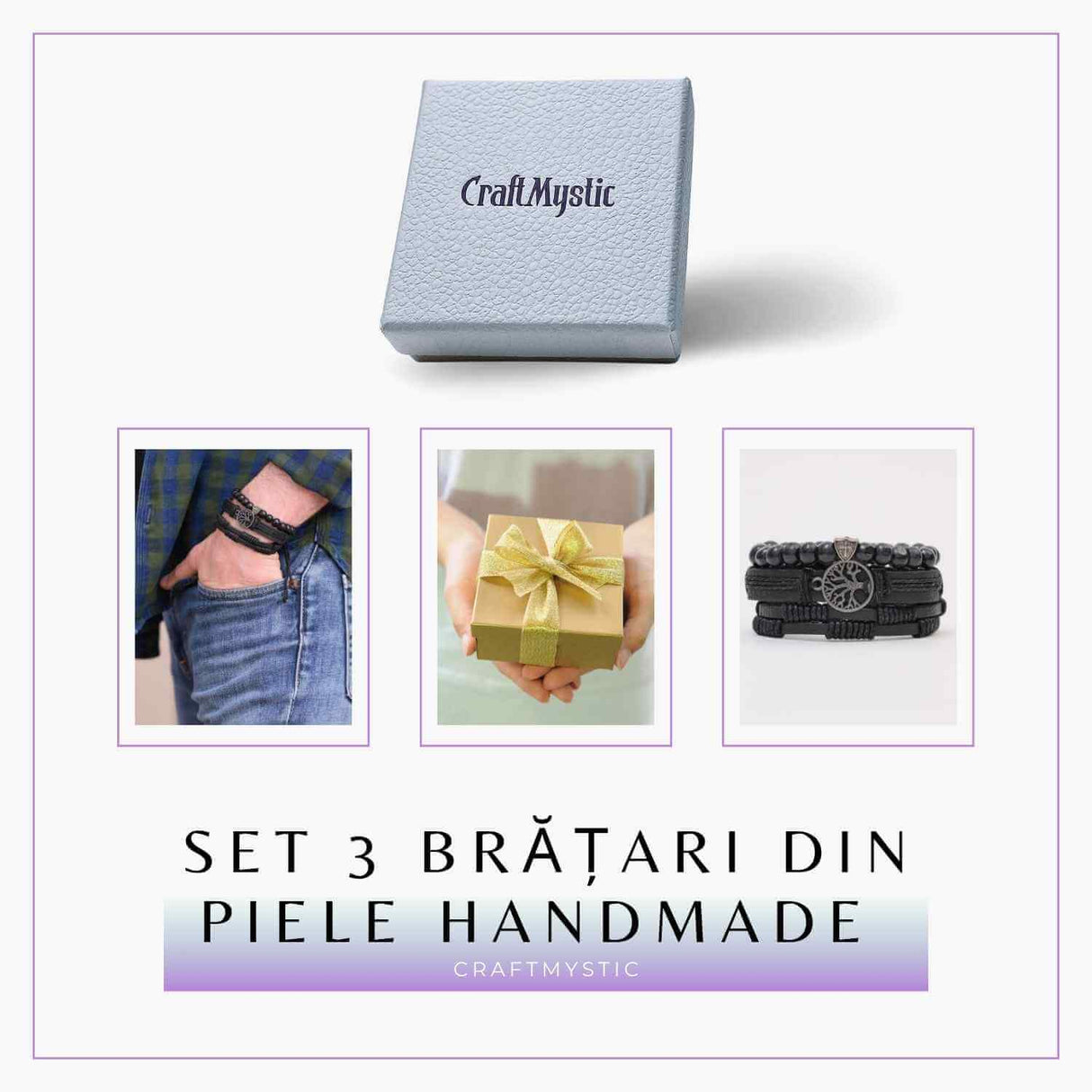 Set 3 Brățări Inedite cu Arborele Vieții si piele sintetica – Stil și Protecție pentru Orice Ocazie