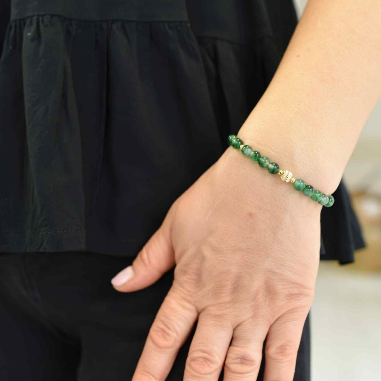 Bratara reglabila cu mini margele piatra semipretioasa naturala Calcedonia