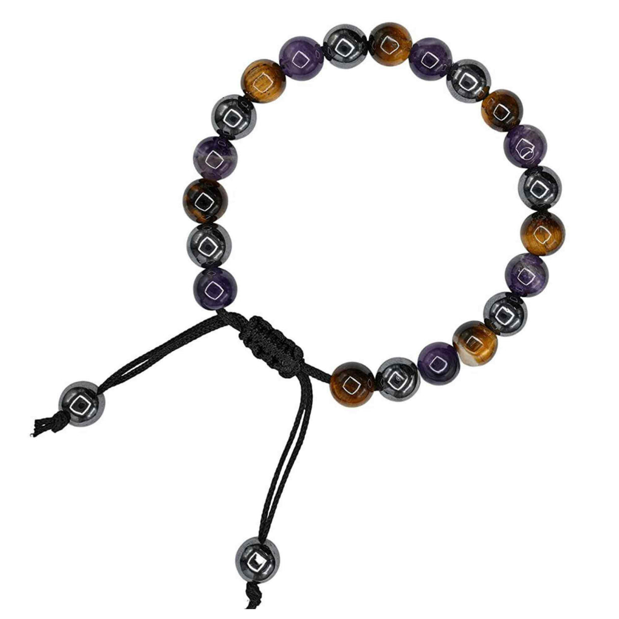 Bratara din pietre semipretioase in forma de margele 8mm de Hematit, Ochi de Tigru si Ametist - Te poate ajuta sa renunti la fumat