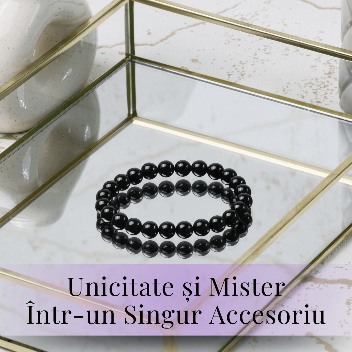 Bratara Elastica cu Margele de Turmalina Neagra de 8mm – Protectie si Echilibru