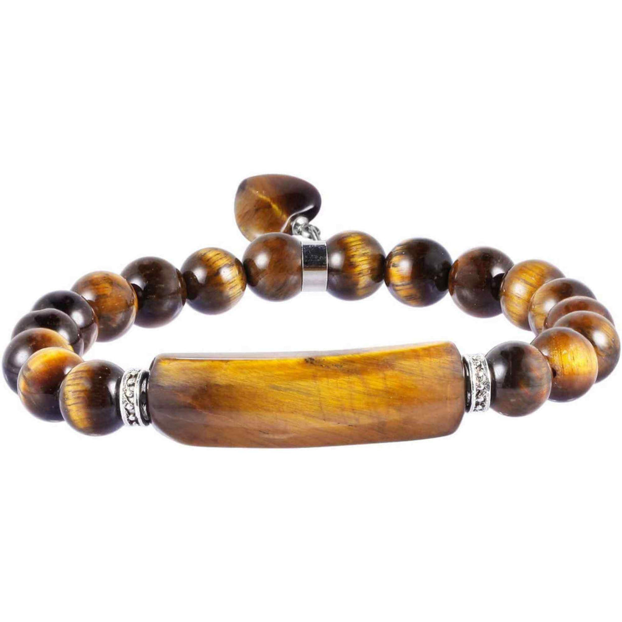 Bratara cu pietre semipretioase margele 8mm ochi de tigru si inima: Vindecare, echilibru si dragoste pentru tine si cei dragi