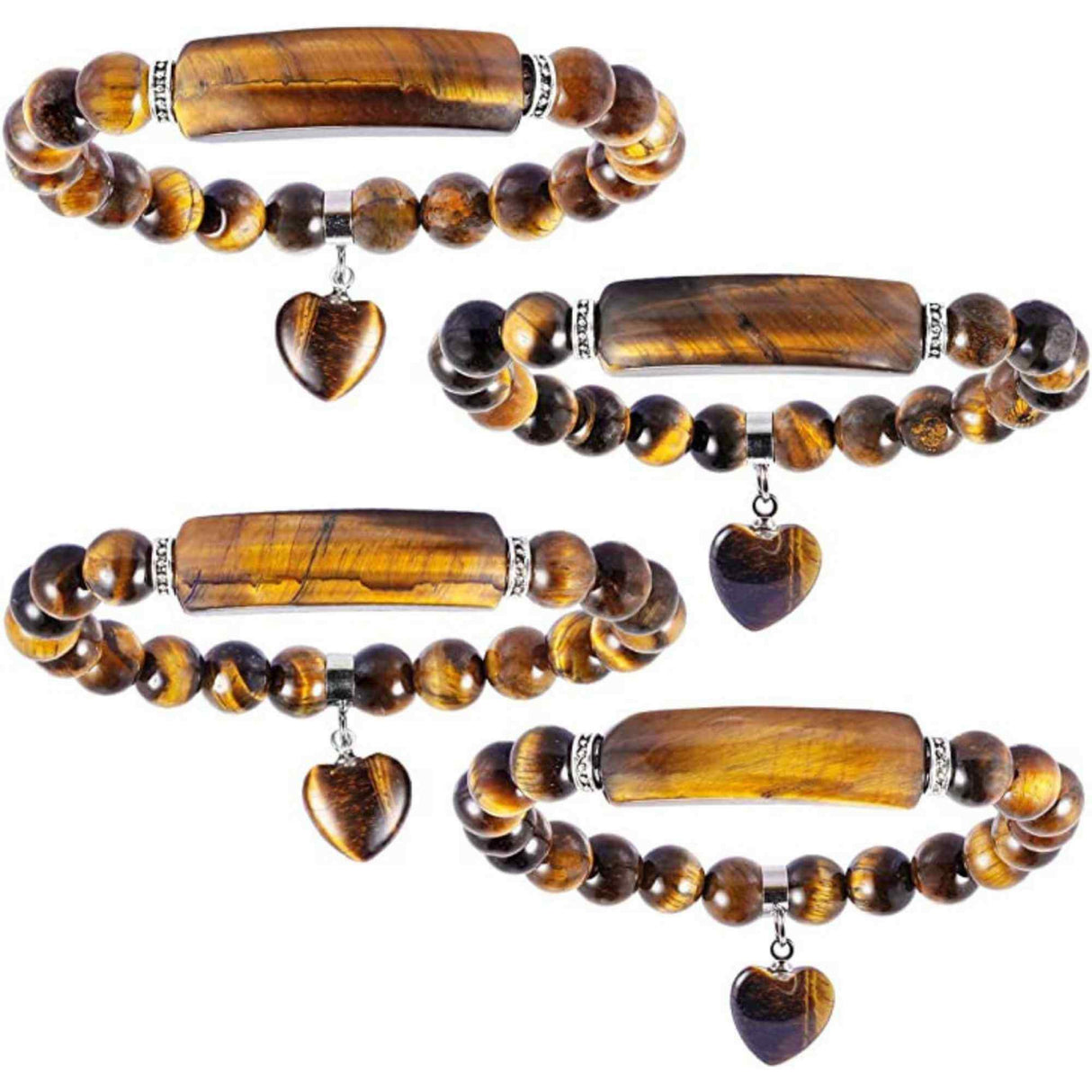 Bratara cu pietre semipretioase margele 8mm ochi de tigru si inima: Vindecare, echilibru si dragoste pentru tine si cei dragi