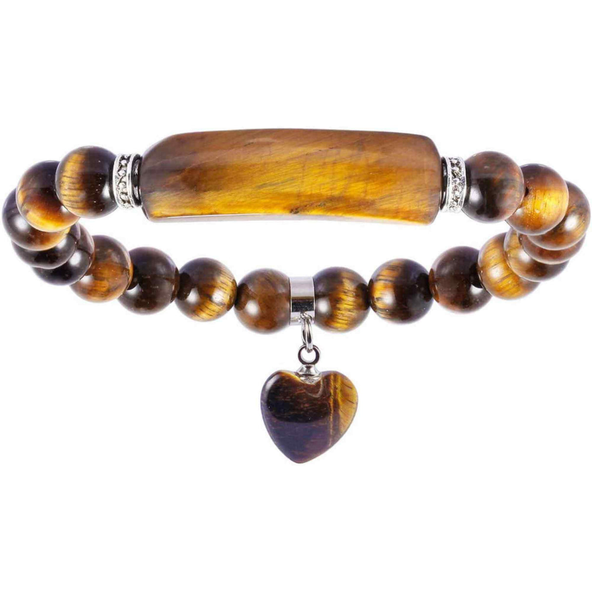 Bratara cu pietre semipretioase margele 8mm ochi de tigru si inima: Vindecare, echilibru si dragoste pentru tine si cei dragi
