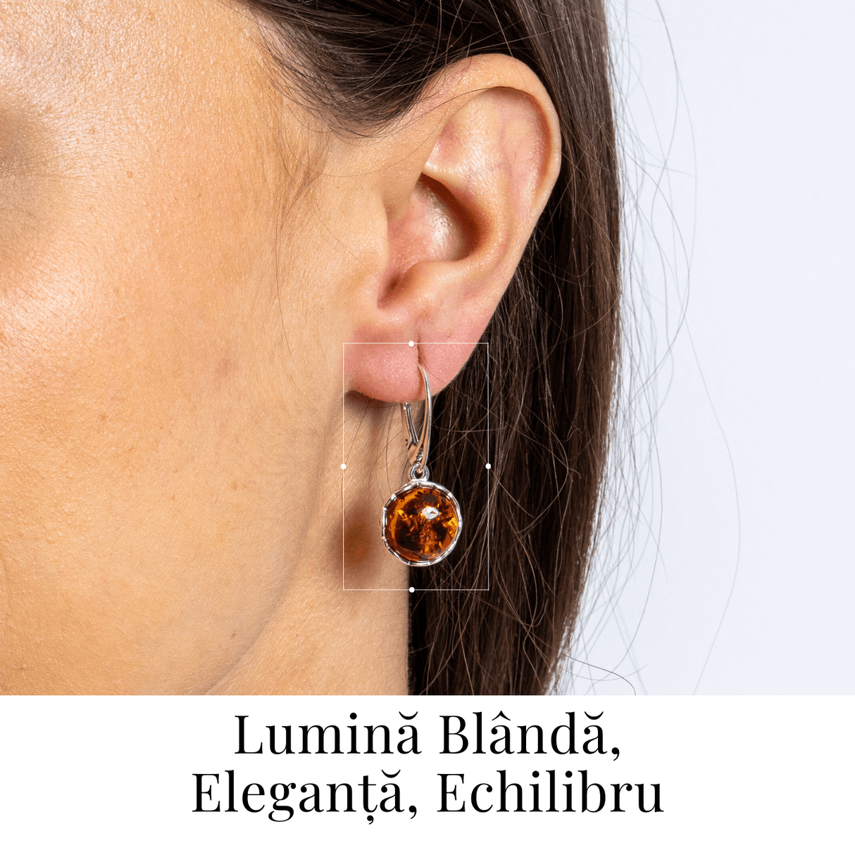Piatra caldurii si linistii – Cercei simpli cu chihlimbar si montura argint 925