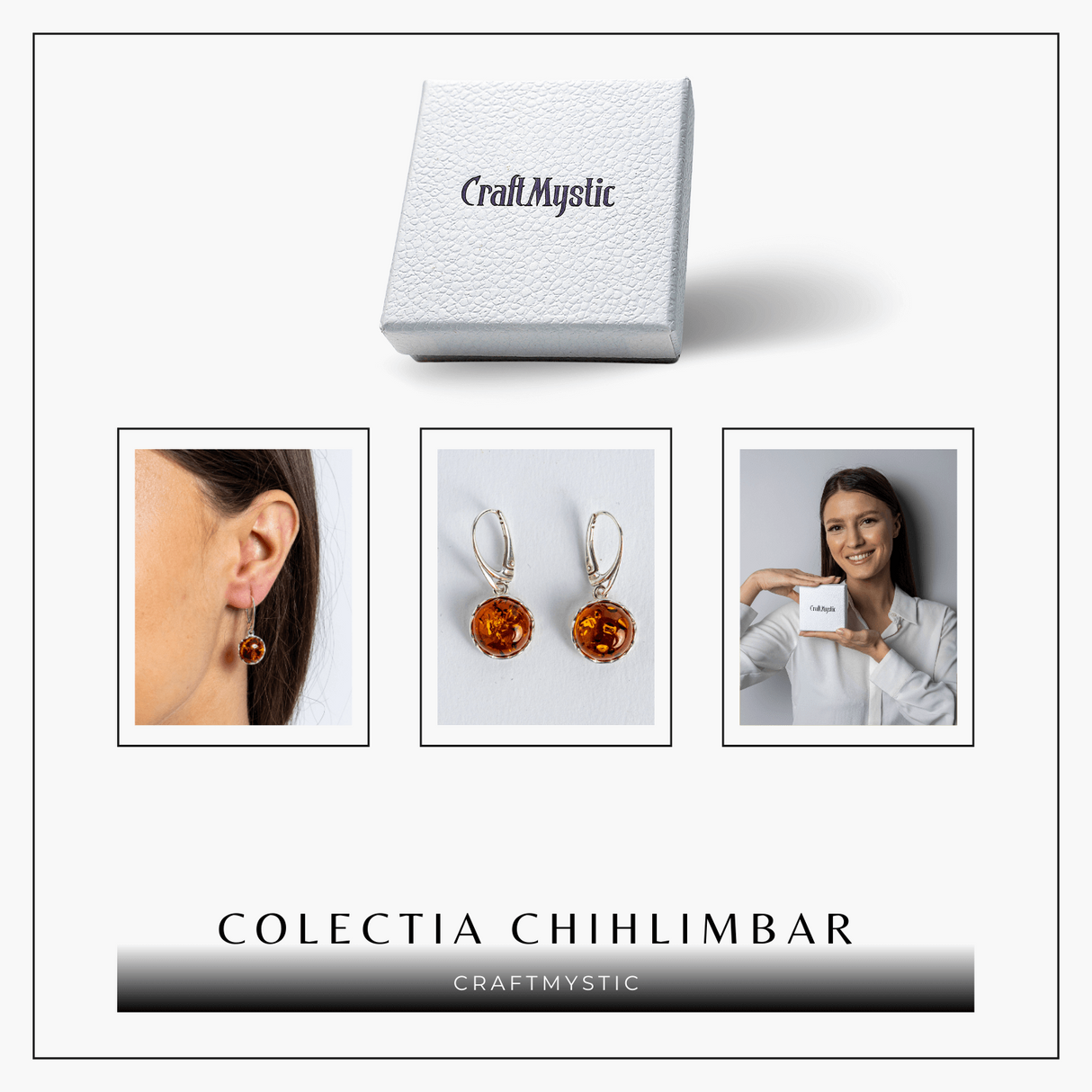 Piatra caldurii si linistii – Cercei simpli cu chihlimbar si montura argint 925