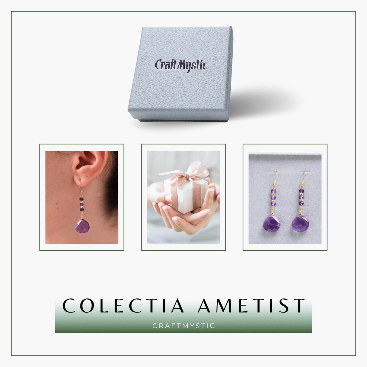 Cercei Rotunzi cu Piatra Ametist Fatetat Aurii