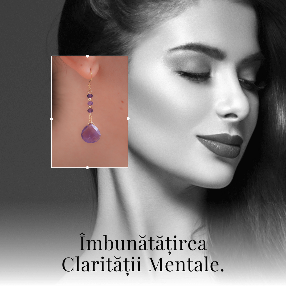 Cercei Rotunzi cu Piatra Ametist Fatetat Aurii