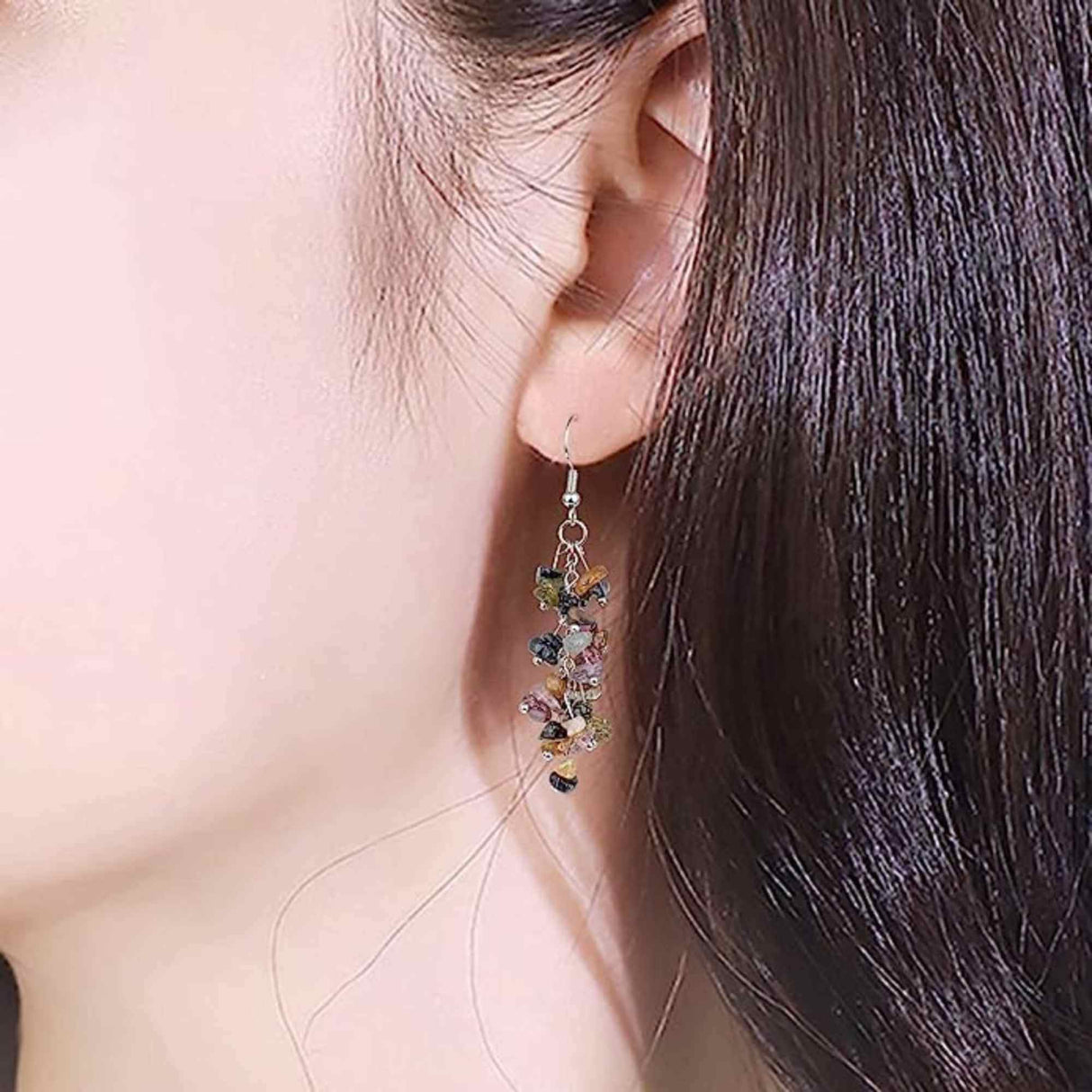 Cercei cu pietre semipretioase naturale din turmalina polisate pentru femei