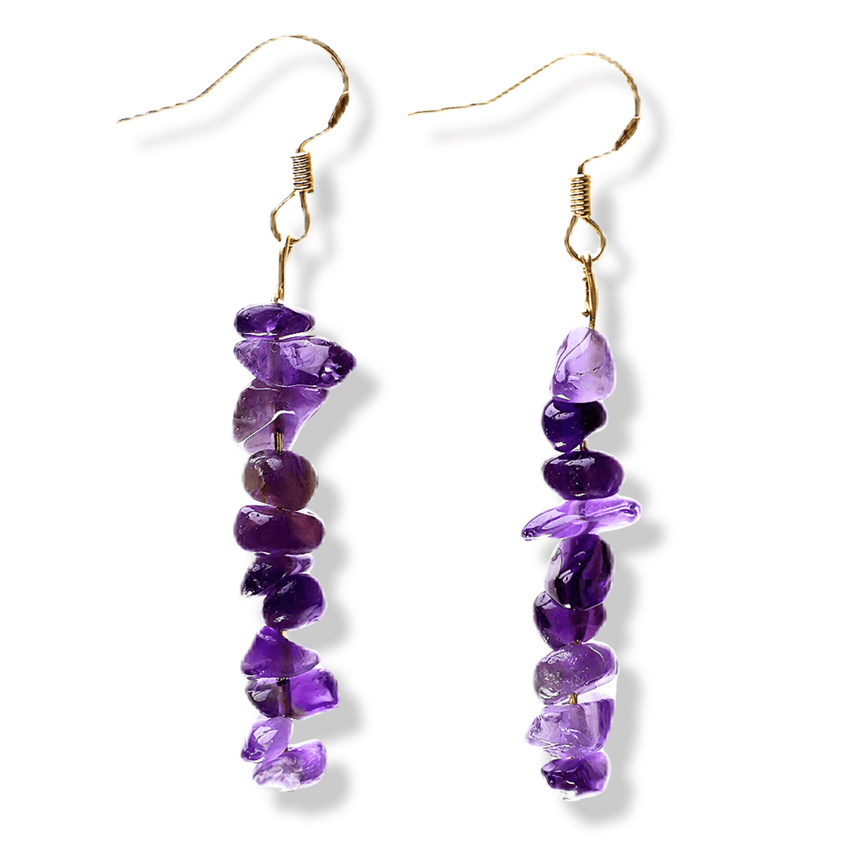 Cercei cu carlig cu piatra de cristal ametist polisat - Bijuterii pentru femei