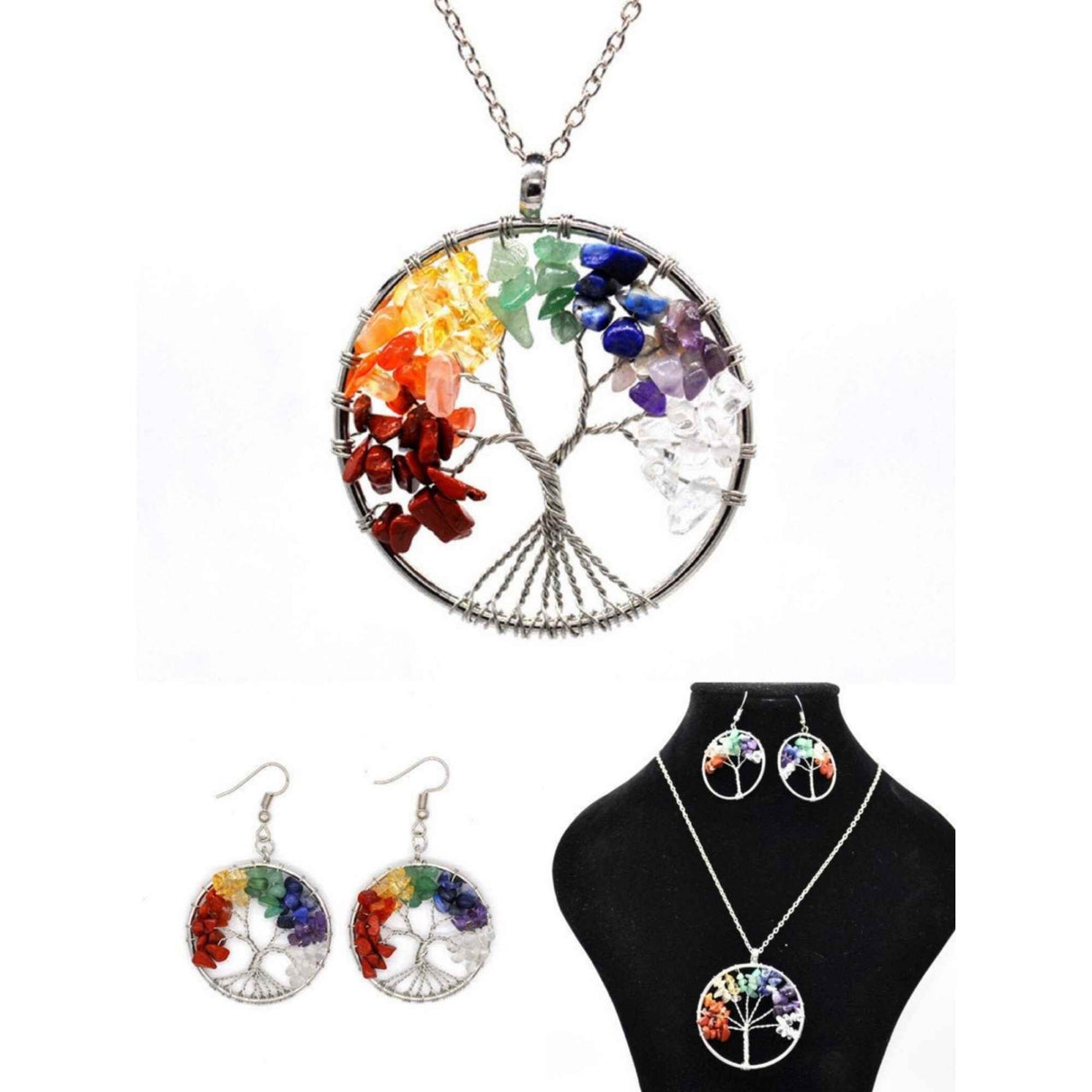 Cercei arborele vietii - Realizati manual cu pietre semipretioase si cristale vindecatoare a celor 7 chakre