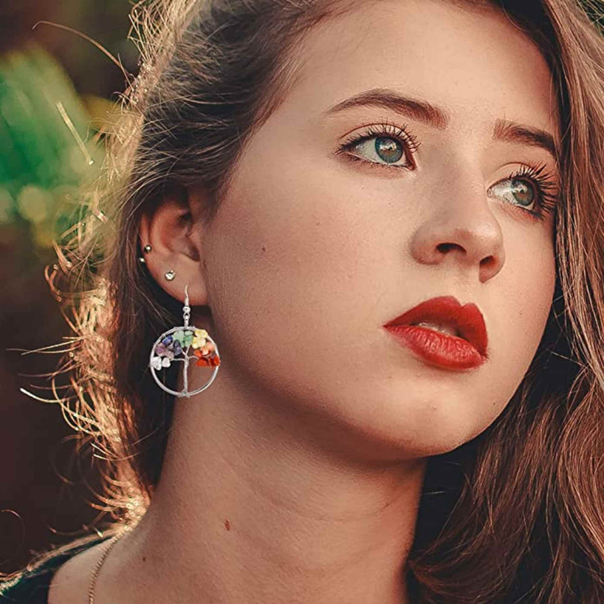 Cercei arborele vietii - Realizati manual cu pietre semipretioase si cristale vindecatoare a celor 7 chakre