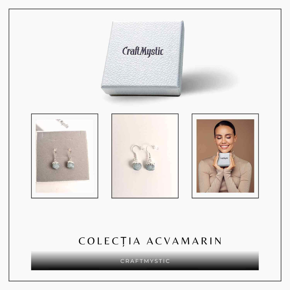 Cercei Argintii cu Acvamarin Brut, Eleganta si Calm Interior