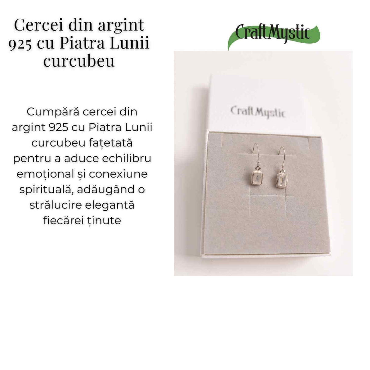 Cercei argint 925 cu Piatra lunii Curcubeu Fatetat