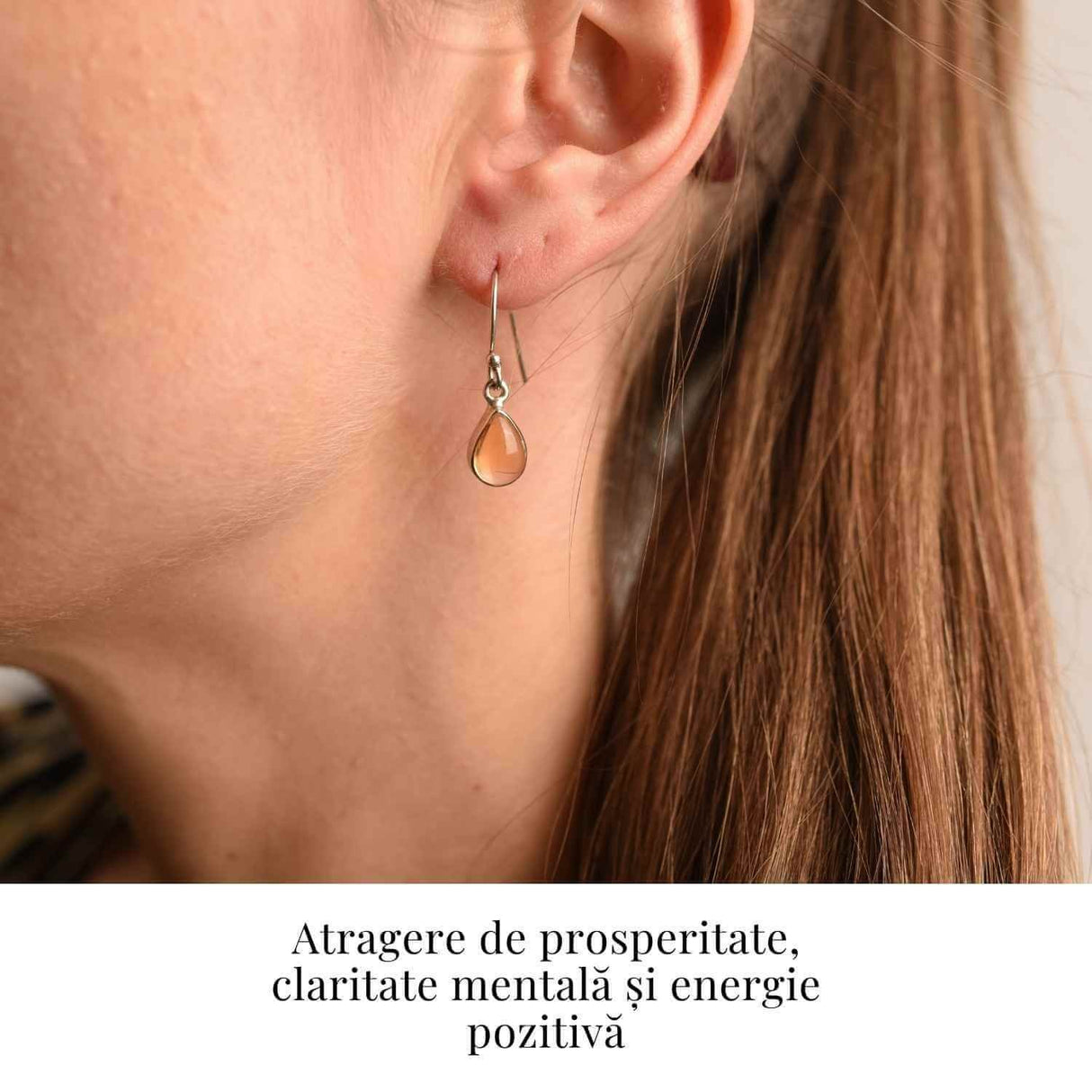 Cercei Argint 925 cu Citrin Natural forma de lacrima- Energie și Prosperitate