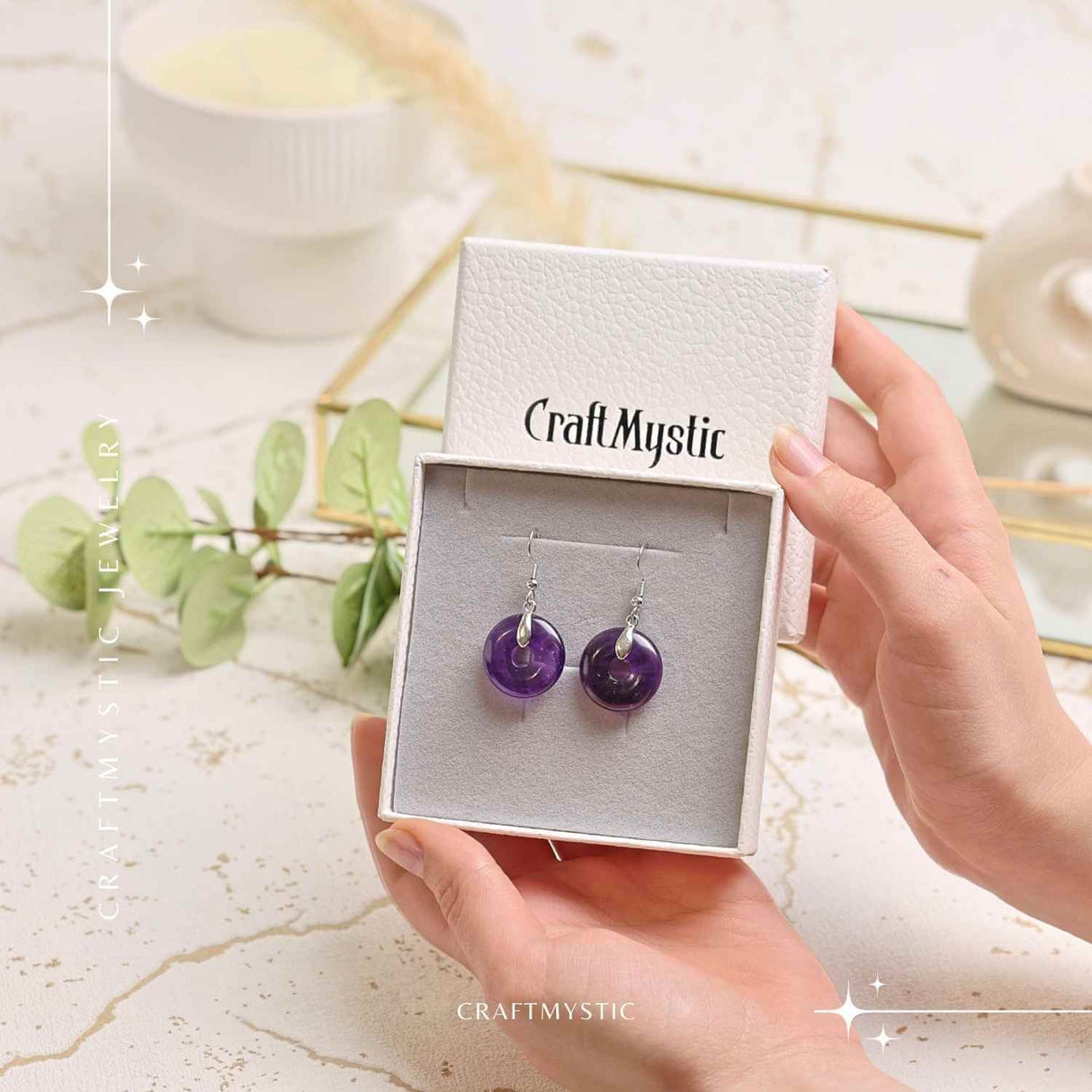 Cercei Argintii Ametist Forma Pi - Calm si Claritate Mentala