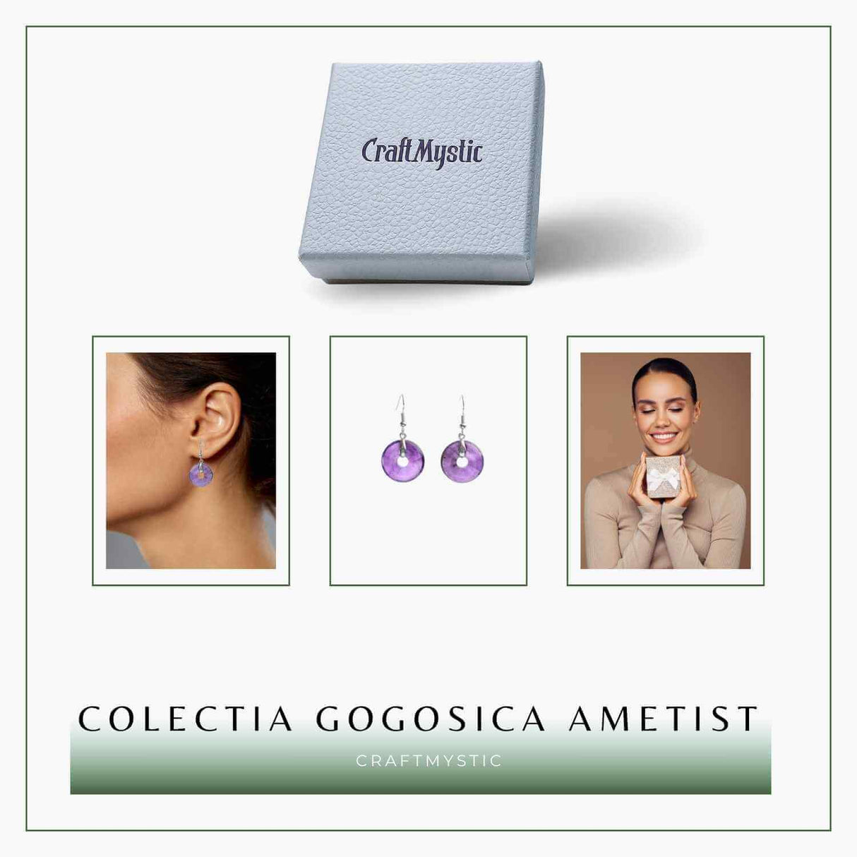 Cercei Argintii Ametist Forma Pi - Calm si Claritate Mentala