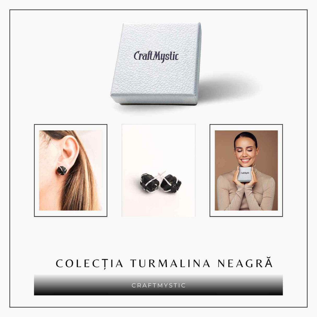 Cercei cu Turmalina Neagra Bruta Inchidere Tija cu opritor– Protectie si Stabilitate