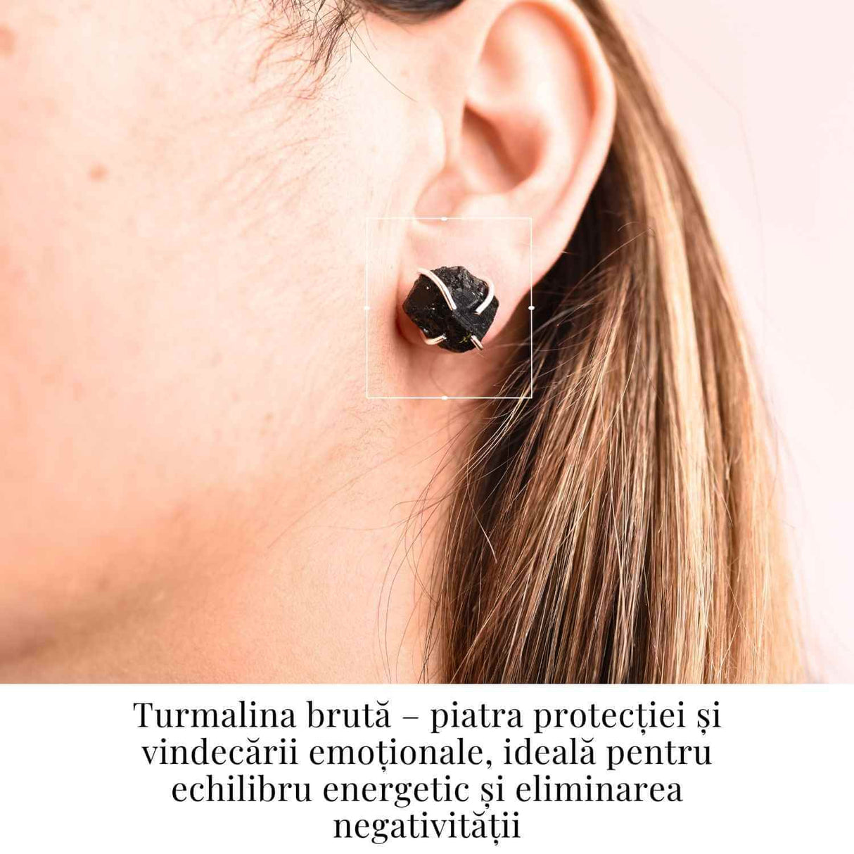 Cercei cu Turmalina Neagra Bruta Inchidere Tija cu opritor– Protectie si Stabilitate