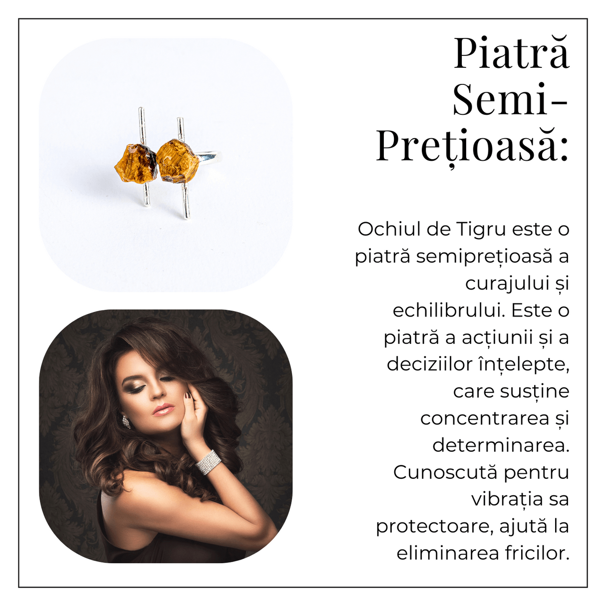 Focus si incredere in sine – Inel argintiu cu ochi de tigru brut