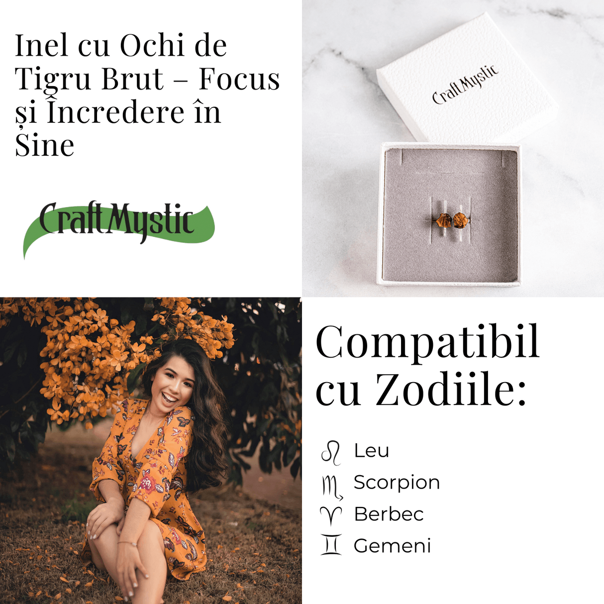 Focus si incredere in sine – Inel argintiu cu ochi de tigru brut