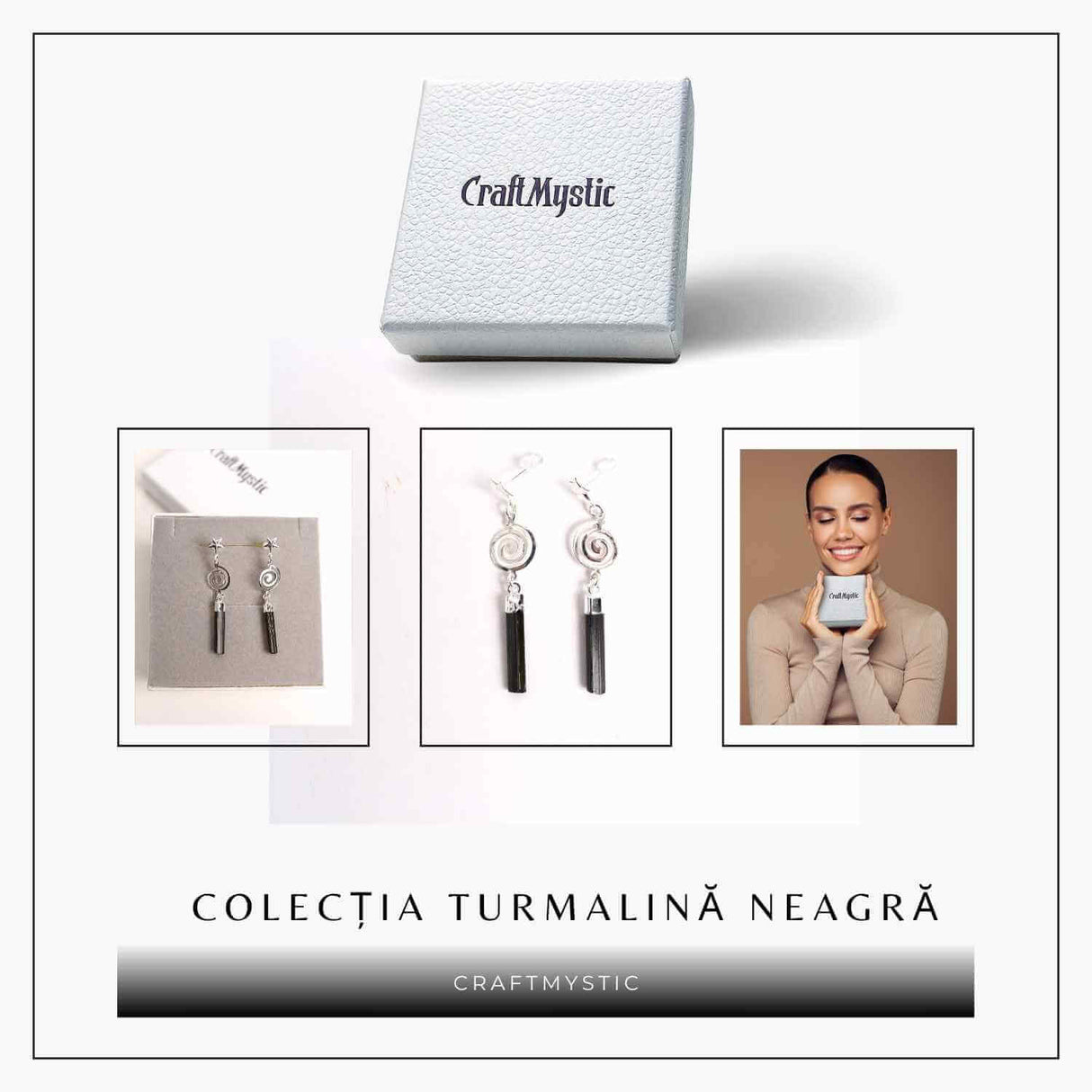 Cercei Argintii cu Turmalina, Cheia Sol si Stea, Protectie si Eleganta Unica