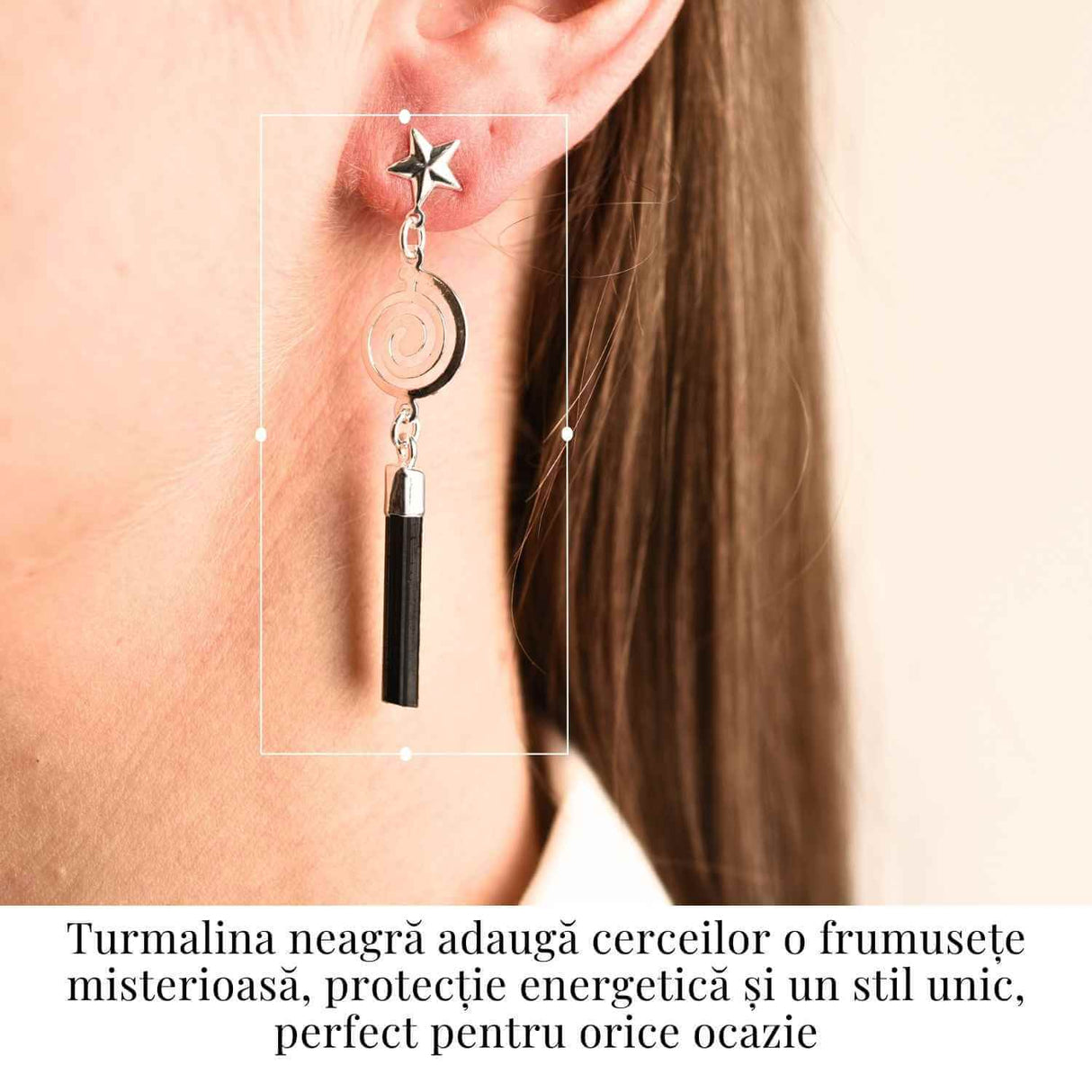 Cercei Argintii cu Turmalina, Cheia Sol si Stea, Protectie si Eleganta Unica