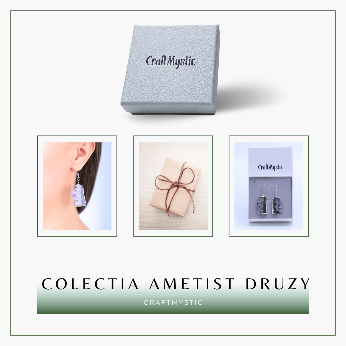 Cercei argintii cu Ametist druzy neregulat, pentru calm si echilibru spiritual