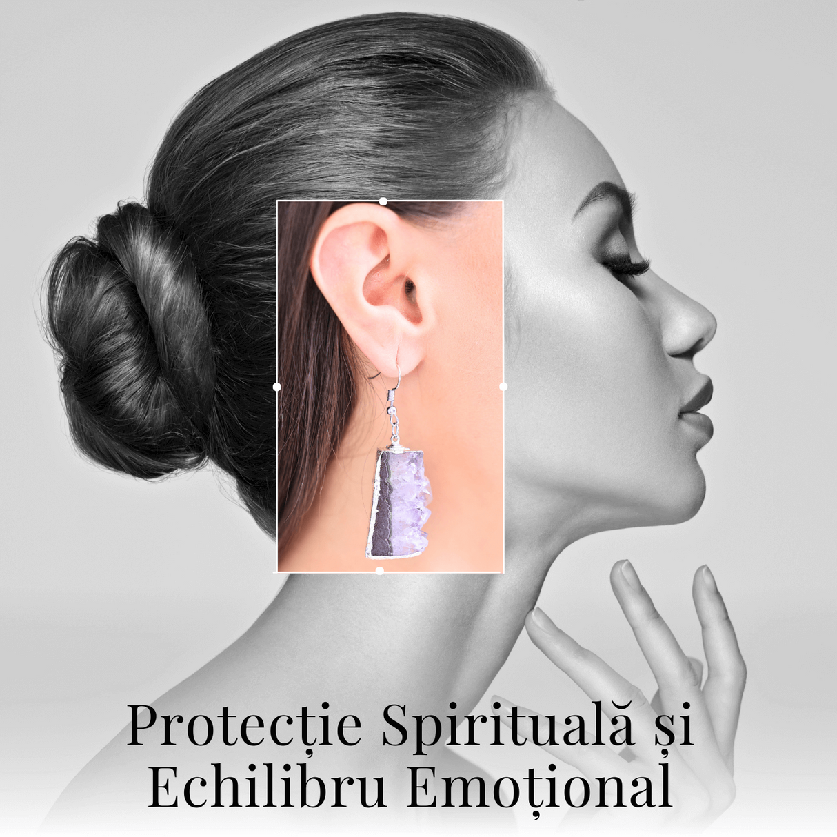 Cercei argintii cu Ametist druzy neregulat, pentru calm si echilibru spiritual