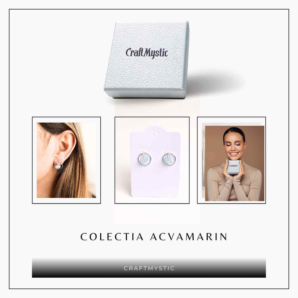 Cercei model sferic cu Acvamarin Brut – Calm si Claritate Mentala