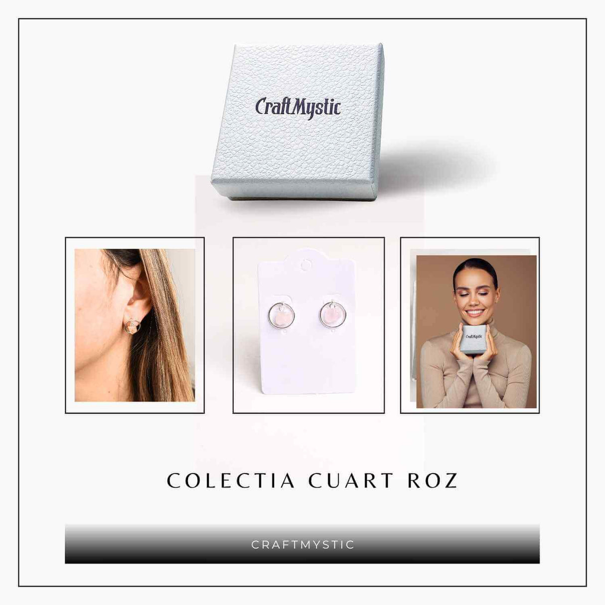 Cercei model sferic cu Cuart Roz – Iubire si Vindecare Emoționala