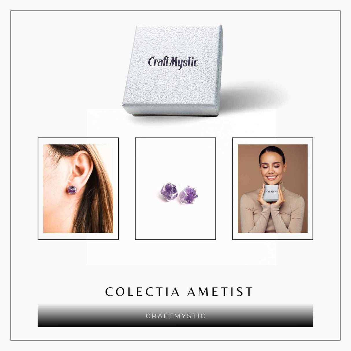 Cercei cu Ametist Brut inchidere pe tija cu opritor – Energie Pozitiva si Echilibru Interior