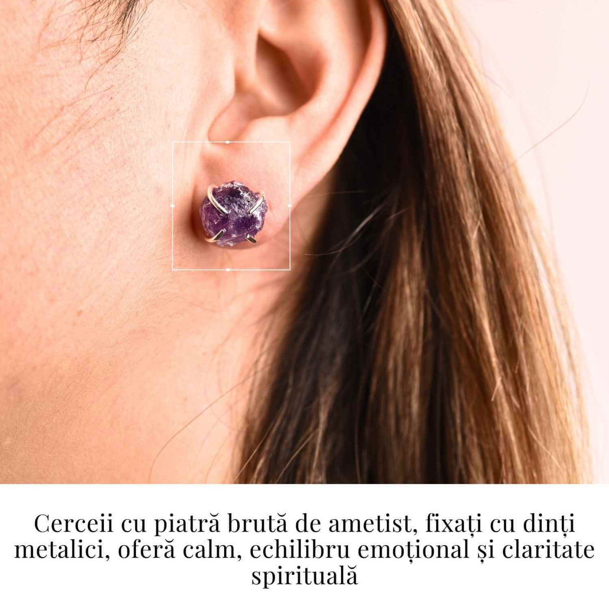 Cercei cu Ametist Brut inchidere pe tija cu opritor – Energie Pozitiva si Echilibru Interior