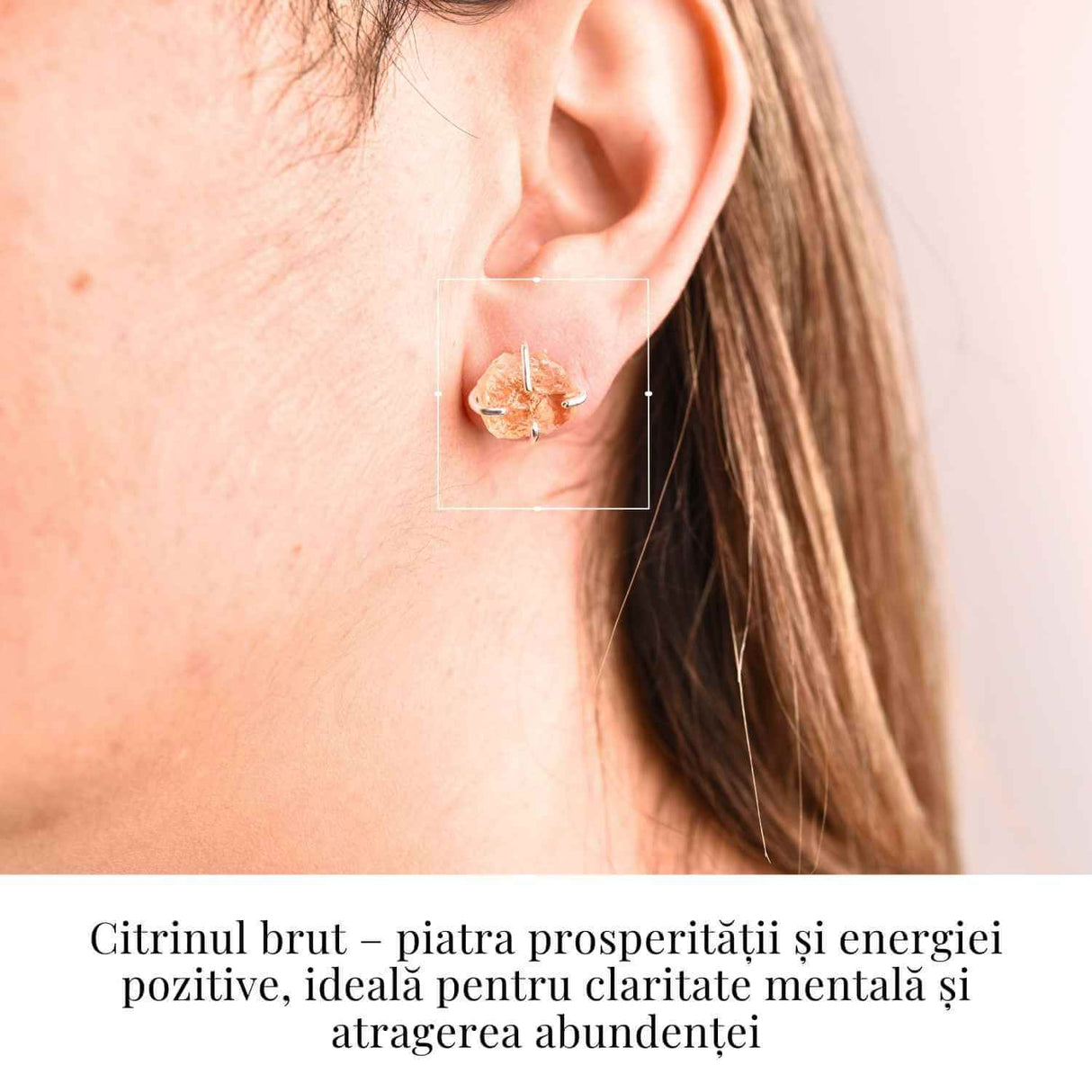 Cercei cu Citrin Brut Inchidere tija cu opritor – Energie Pozitiva si Abundenta