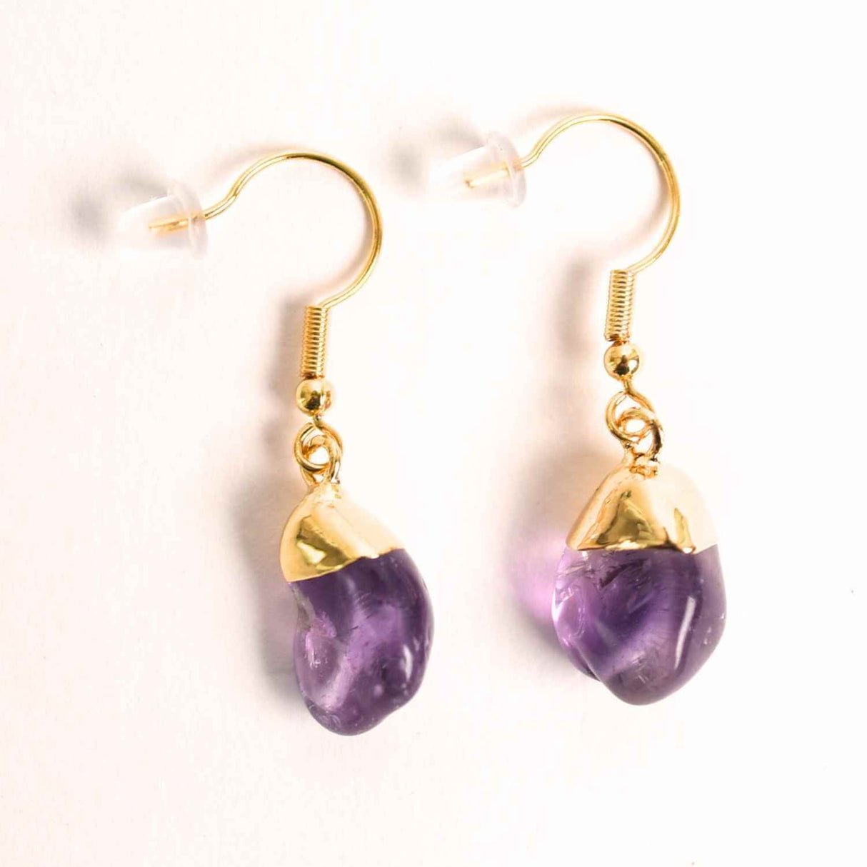 Cercei Aurii cu Ametist Rulat, Calm si Eleganta Naturala