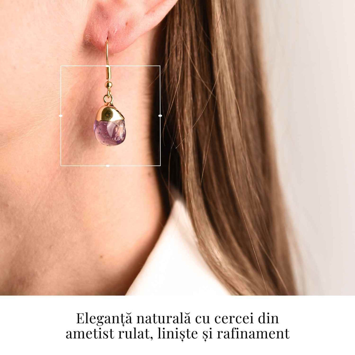 Cercei Aurii cu Ametist Rulat, Calm si Eleganta Naturala