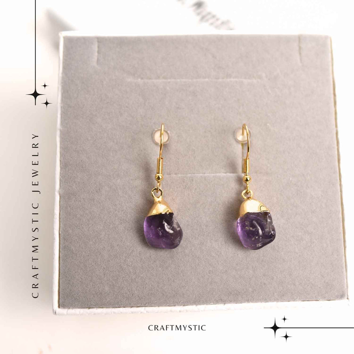 Cercei Aurii cu Ametist Rulat, Calm si Eleganta Naturala