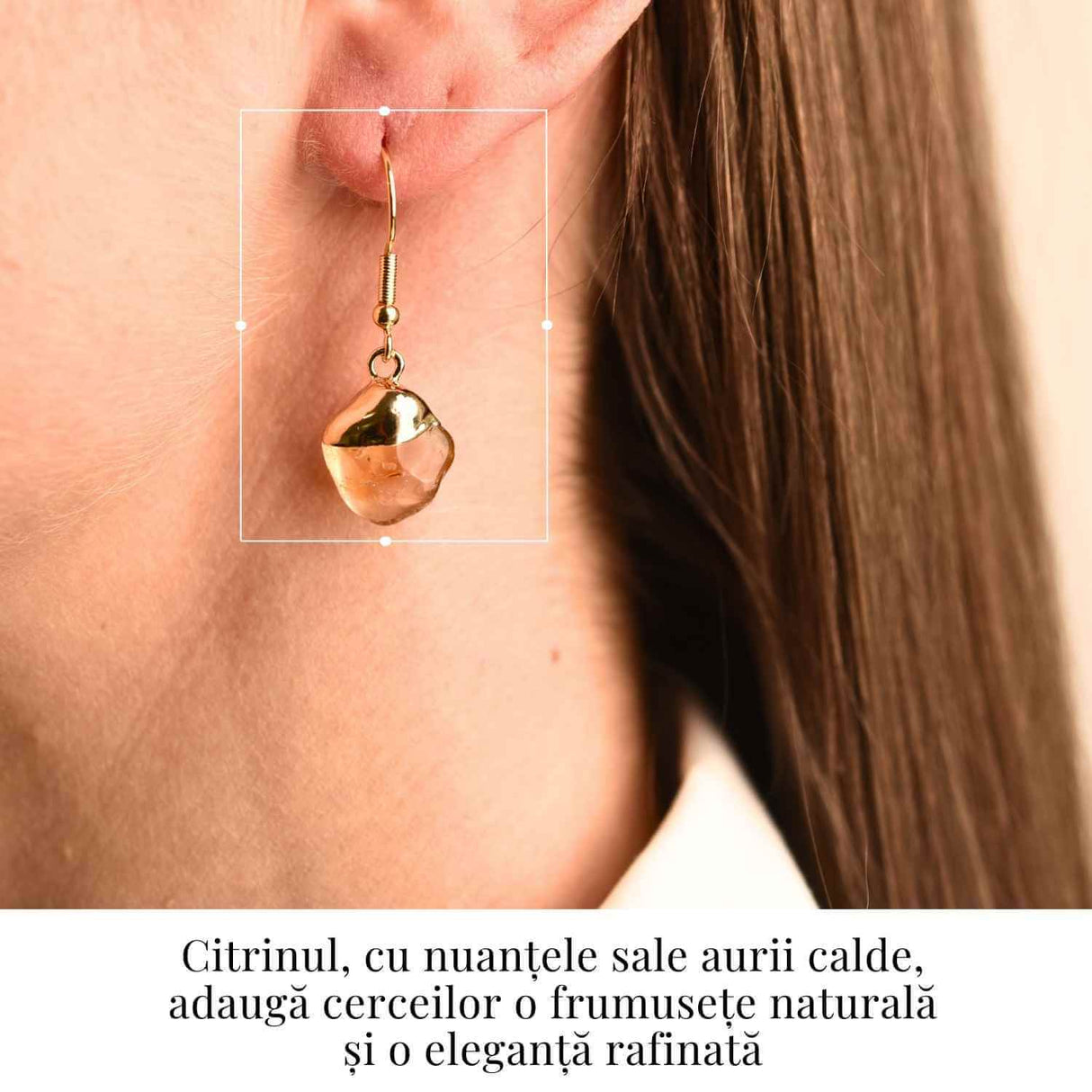 Cercei Aurii cu Citrin Rulat, Eleganta si Energie Pozitiva