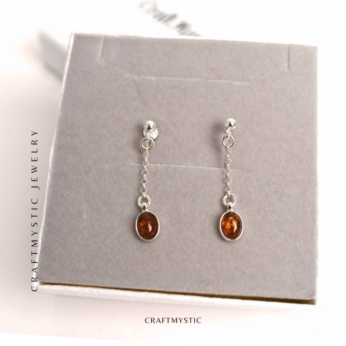 Cercei lungi din argint 925 cu chihlimbar natural – Energie si Rafinament