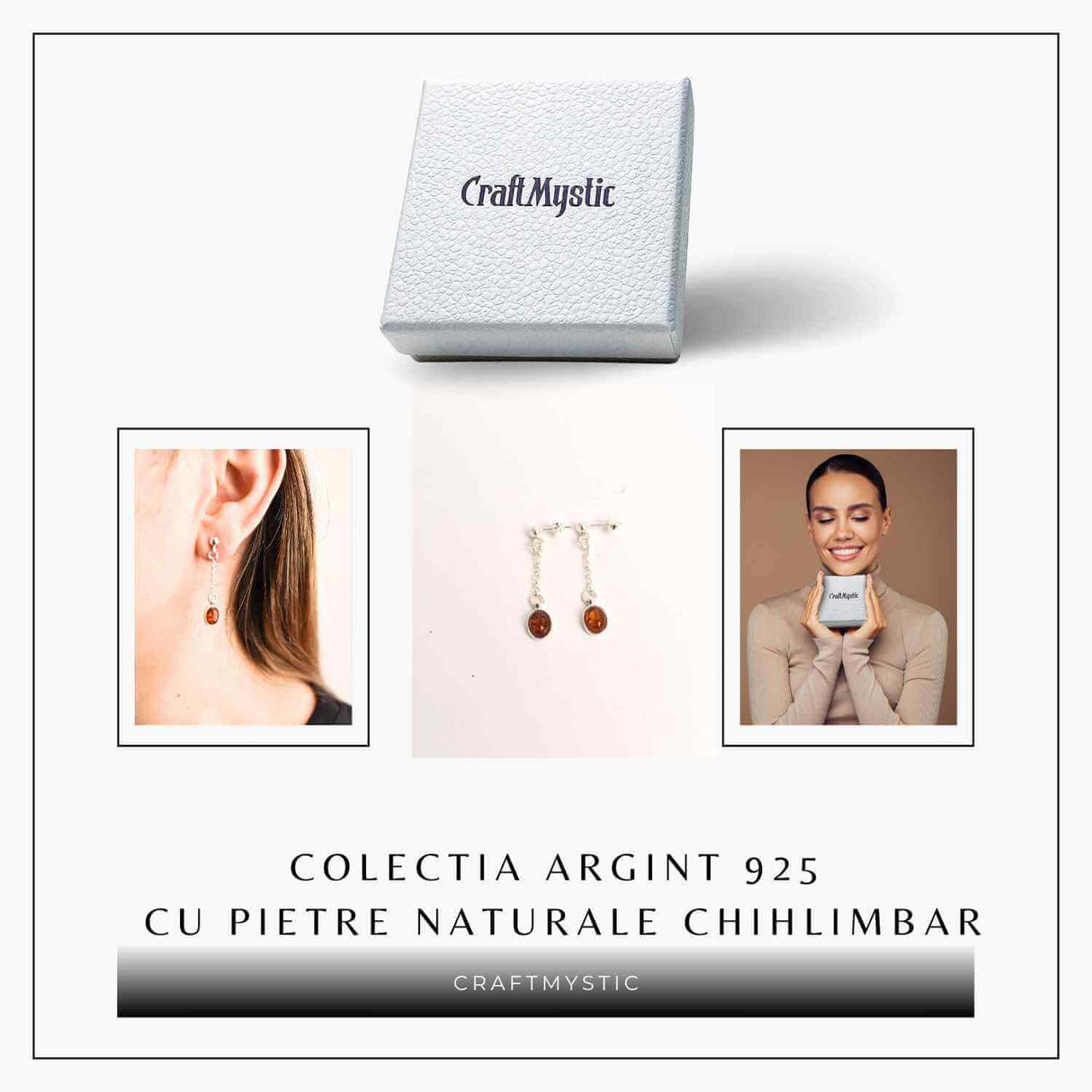 Cercei lungi din argint 925 cu chihlimbar natural – Energie si Rafinament