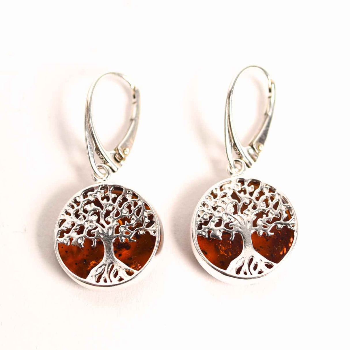 Cercei Argint 925 cu Chihlimbar si Arborele Vietii