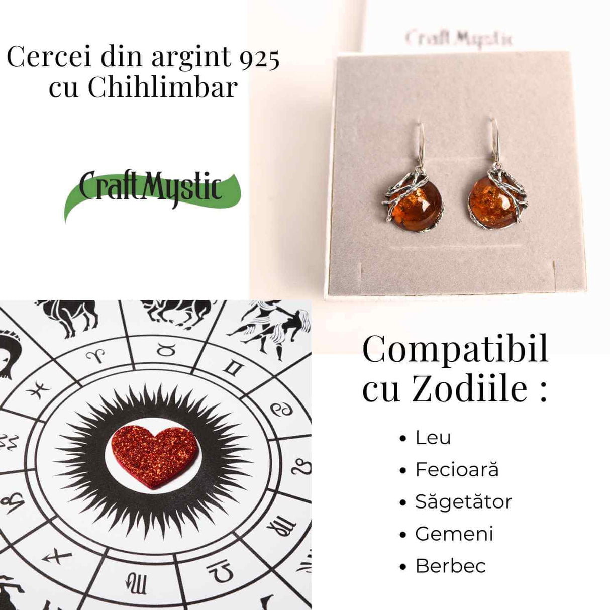 Cercei Argint 925 cu Chihlimbar - Eleganta si Protectie Naturala