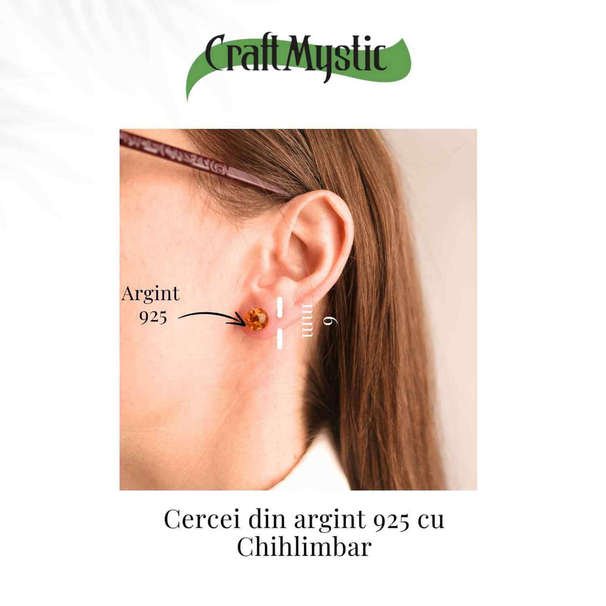 Cercei Argint 925 cu Chihlimbar Bobita