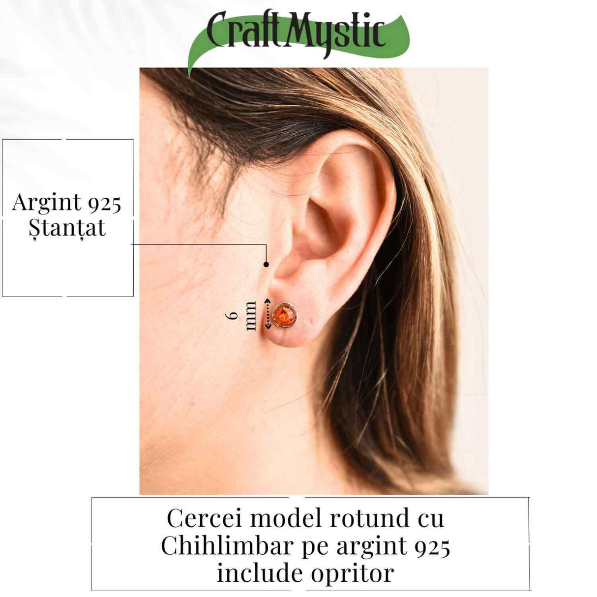 Cercei rotunzi argint 925 cu Chihlimbar Natural – Energie Pozitiva si Eleganta