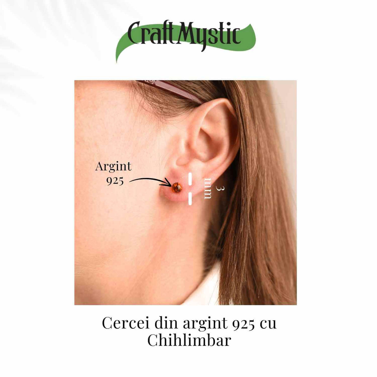 Cercei Argint 925 cu Chihlimbar Bobita