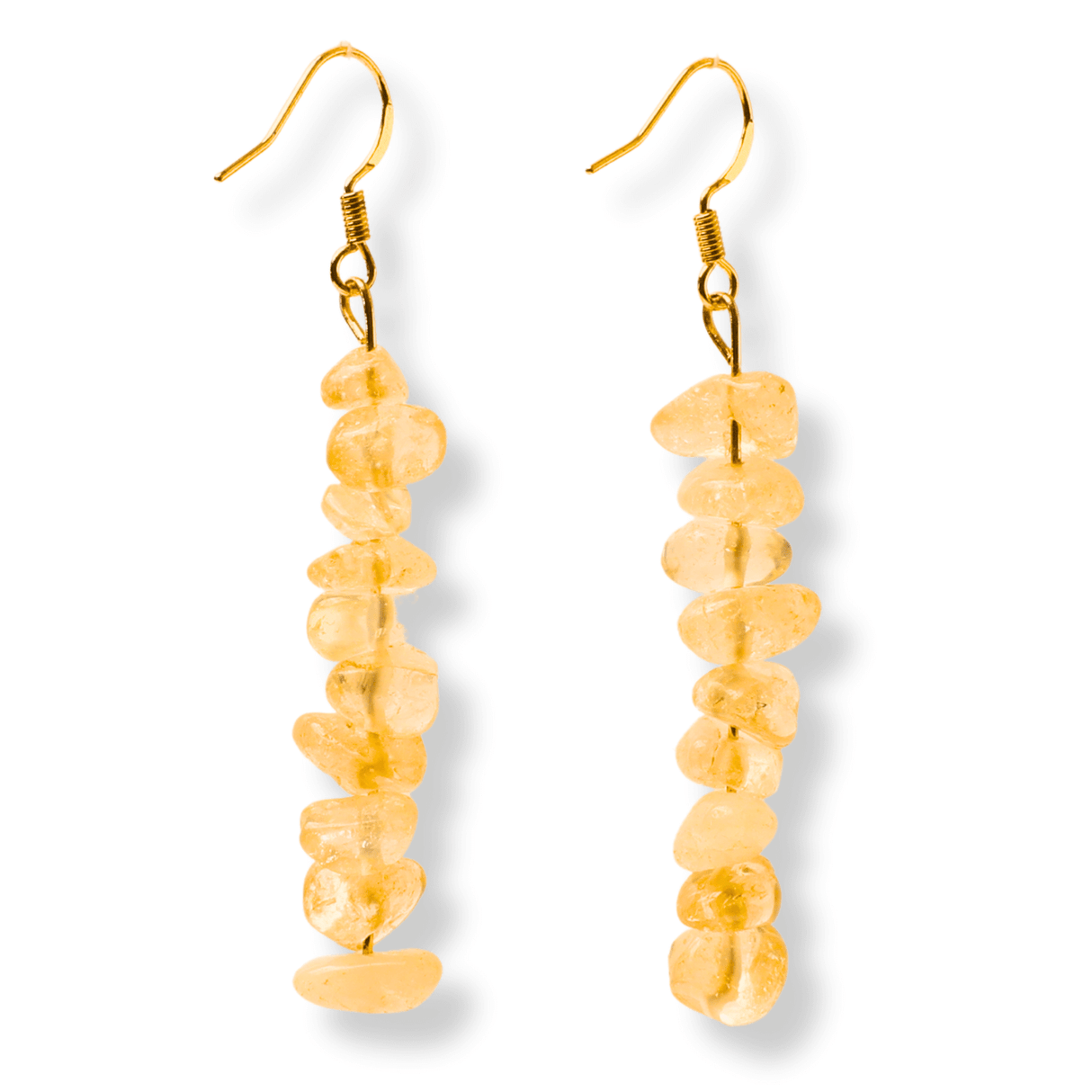 Cercei Lungi cu Pietre Semipretioase de Citrin Natural si Elemente din Alama, Bijuterii Aurii pentru Femei