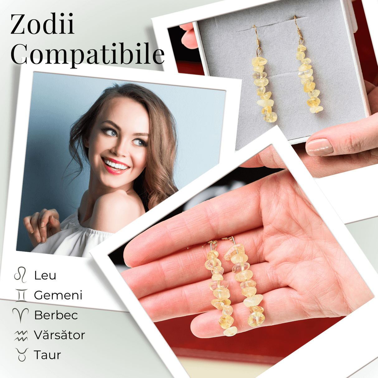 Cercei Lungi cu Pietre Semipretioase de Citrin Natural si Elemente din Alama, Bijuterii Aurii pentru Femei