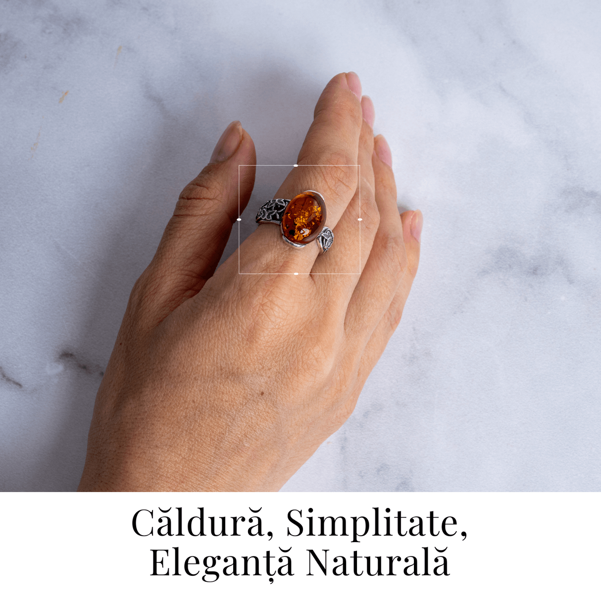 Talismanul linistii – Inel vintage cu chihlimbar si detalii din argint 925